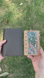 Full Grain Leather A7 Planner 6-Ring Refillable Binder Travelers Journal Sketchbook with Custom Engraving