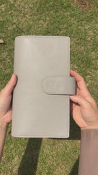 Full Grain Leather Planner A5s/puo 6 Ring Refillable Binder in Grey and Lavender Travelers Journal 20 Ring Sketchbook with Custom Engraving