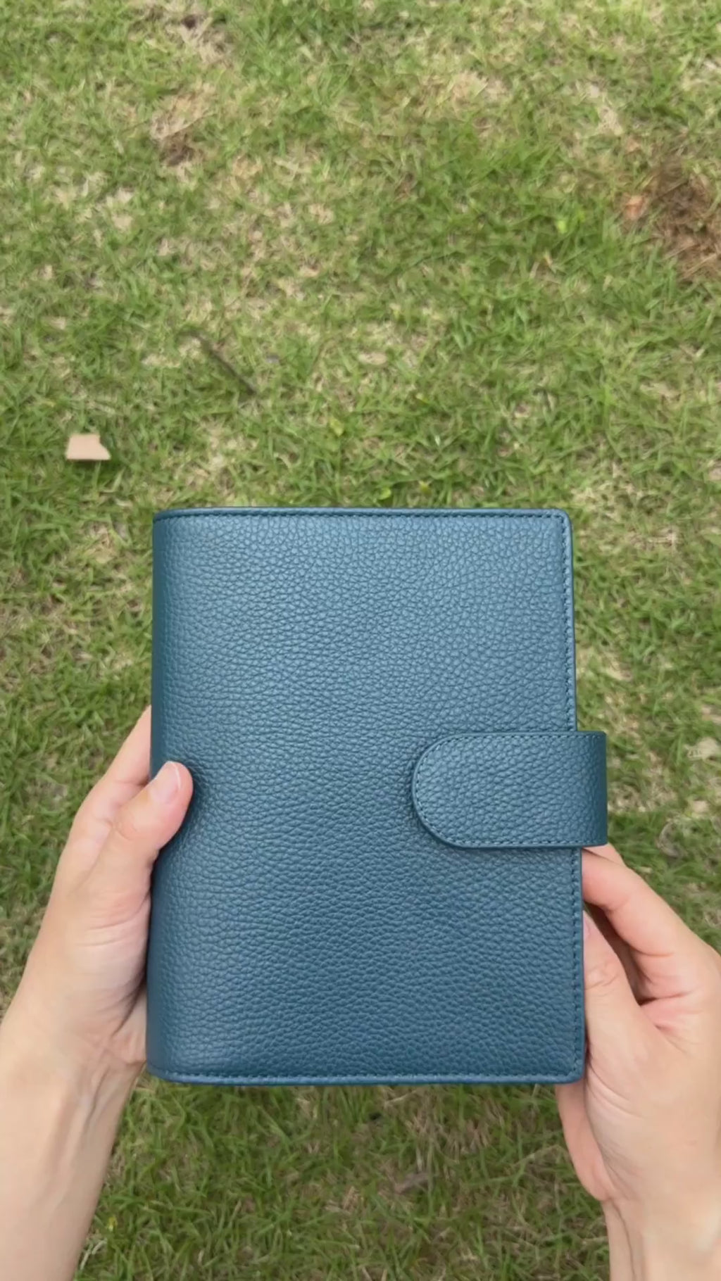 Full Grain Leather Binder A6 6-Ring Refillable A6FC Planner in Navy Blue and Olive Green Travelers Journal Sketchbook with Custom Engraving