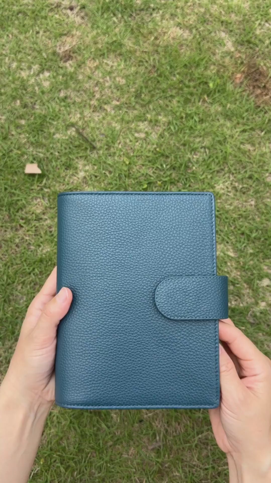 Full Grain Leather Binder A6 6-Ring Refillable A6FC Planner in Navy Blue and Olive Green Travelers Journal Sketchbook with Custom Engraving