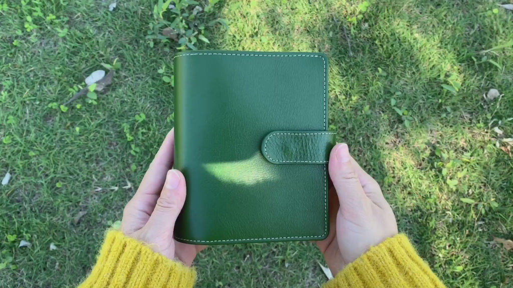 Reliure en cuir pleine fleur A7, mini agenda rechargeable 6 anneaux, carnet de voyage, carnet de croquis avec gravure personnalisée